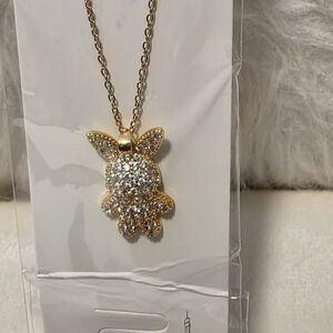 Gold Crystal Bunny Pendant Necklace - Women's Fashion Jewelry